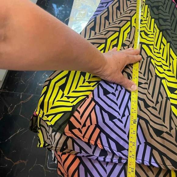 Womens Wrap asymmetrical Flare Skirt Faux Leather Belt Size S/ M Multicoloured - Picture 7 of 8